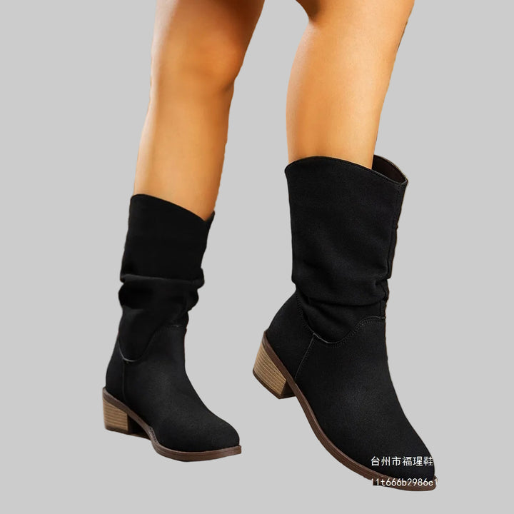 Women's Slouch Knee-High Boots with Block Heel