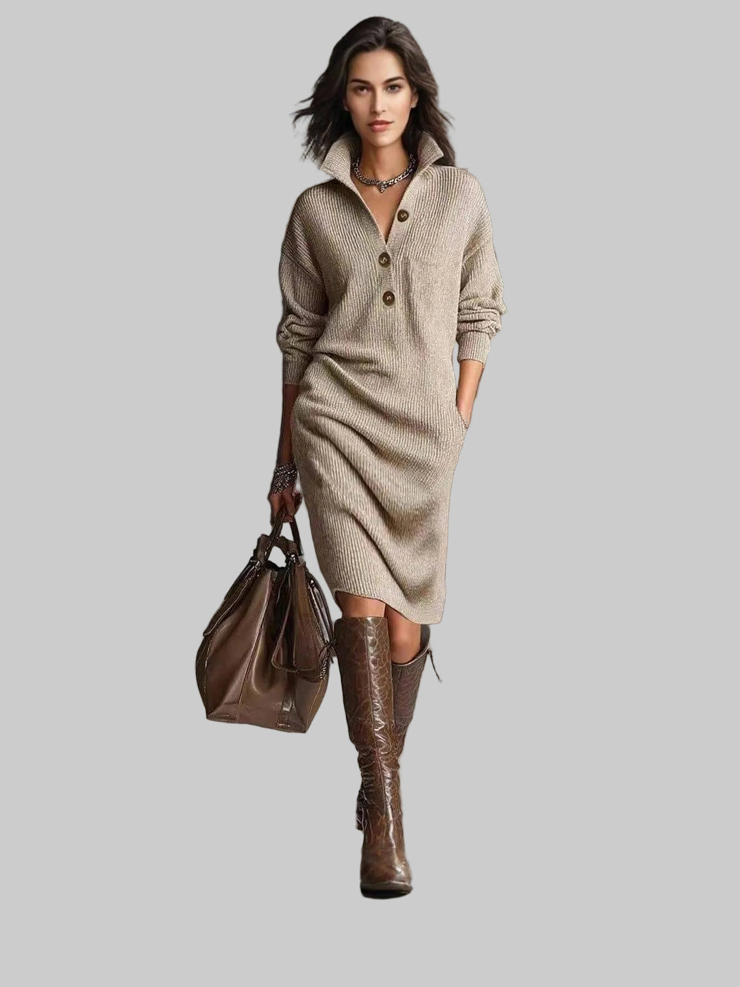 Relaxed Button-Up Jumper Dress