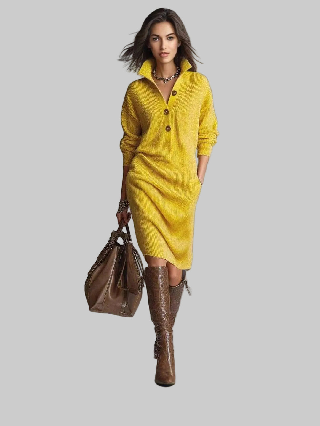 Relaxed Button-Up Jumper Dress