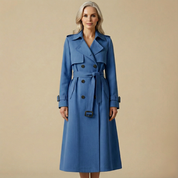 Women's Belted Lined Trench Coat - Blue