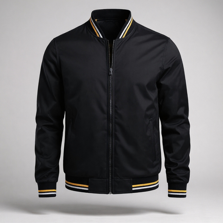 Men's Varsity Bomber Jacket with Contrast Ribbed Trim
