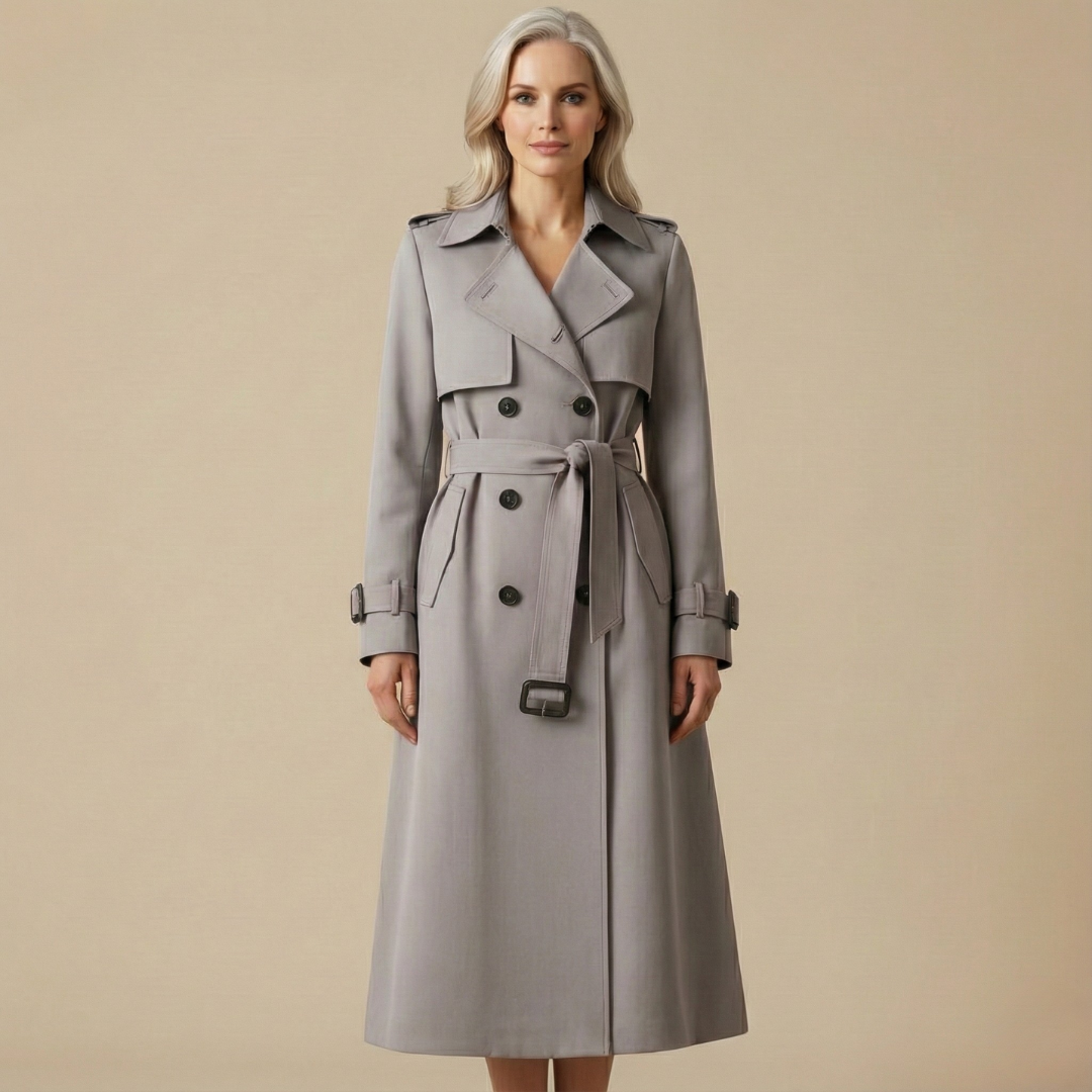 Women's Belted Lined Trench Coat - Grey