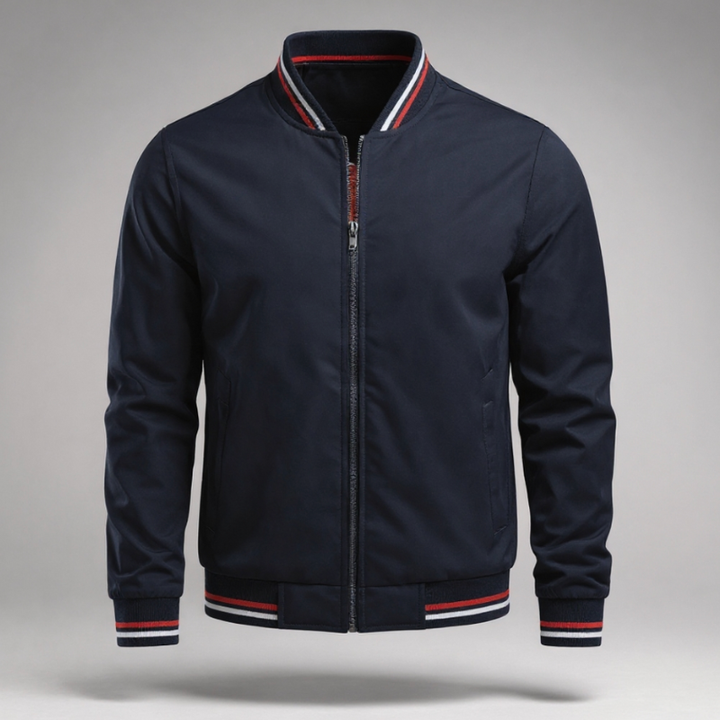 Men's Varsity Bomber Jacket with Contrast Ribbed Trim