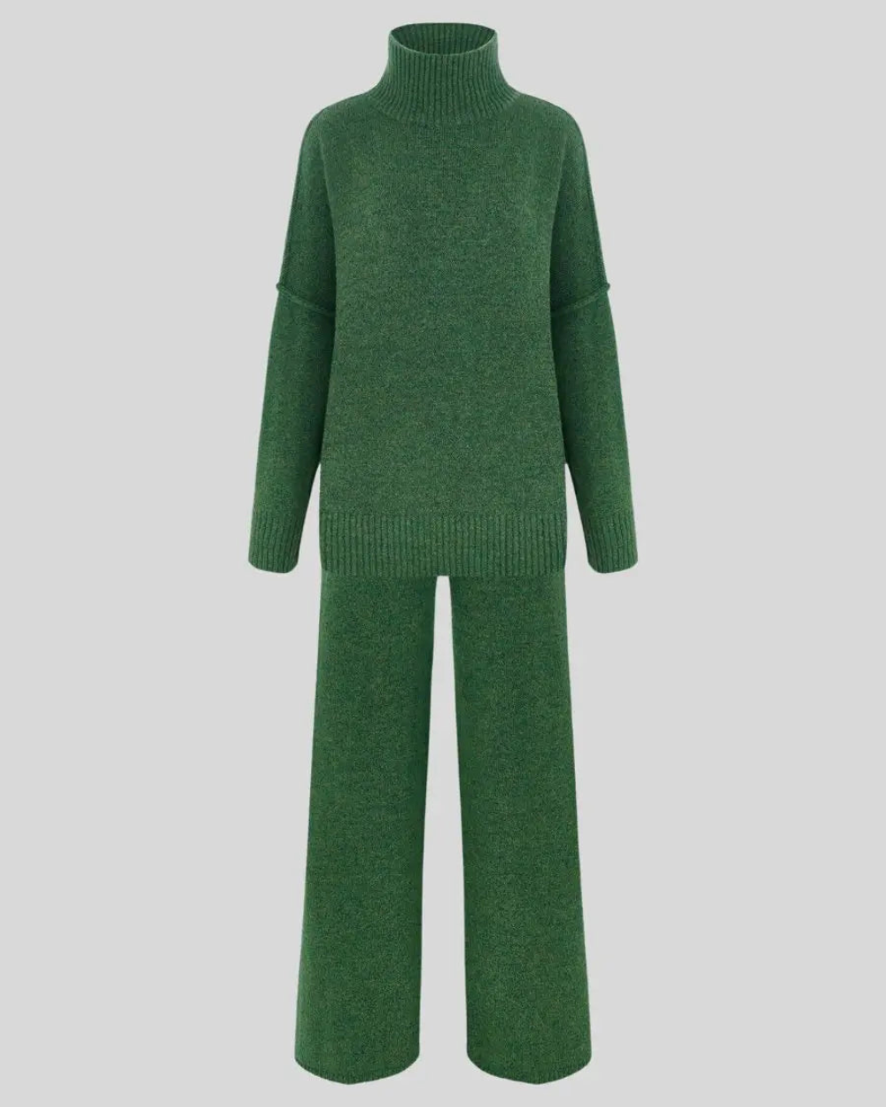 Women's Roll-Neck Knit Jumper & Wide-Leg Trouser Set