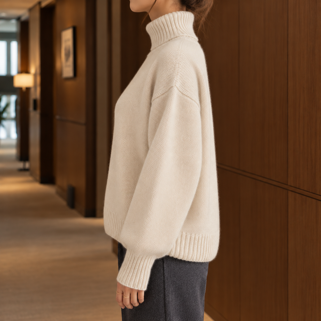 Women's Oversized Ribbed Turtleneck Jumper