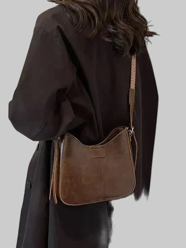 Hobo Shoulder Bag with Wide Patterned Strap