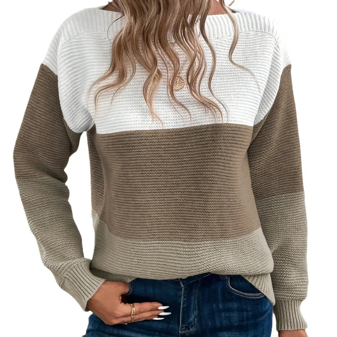 Women's Colour-Block Cashmere Turtleneck Jumper
