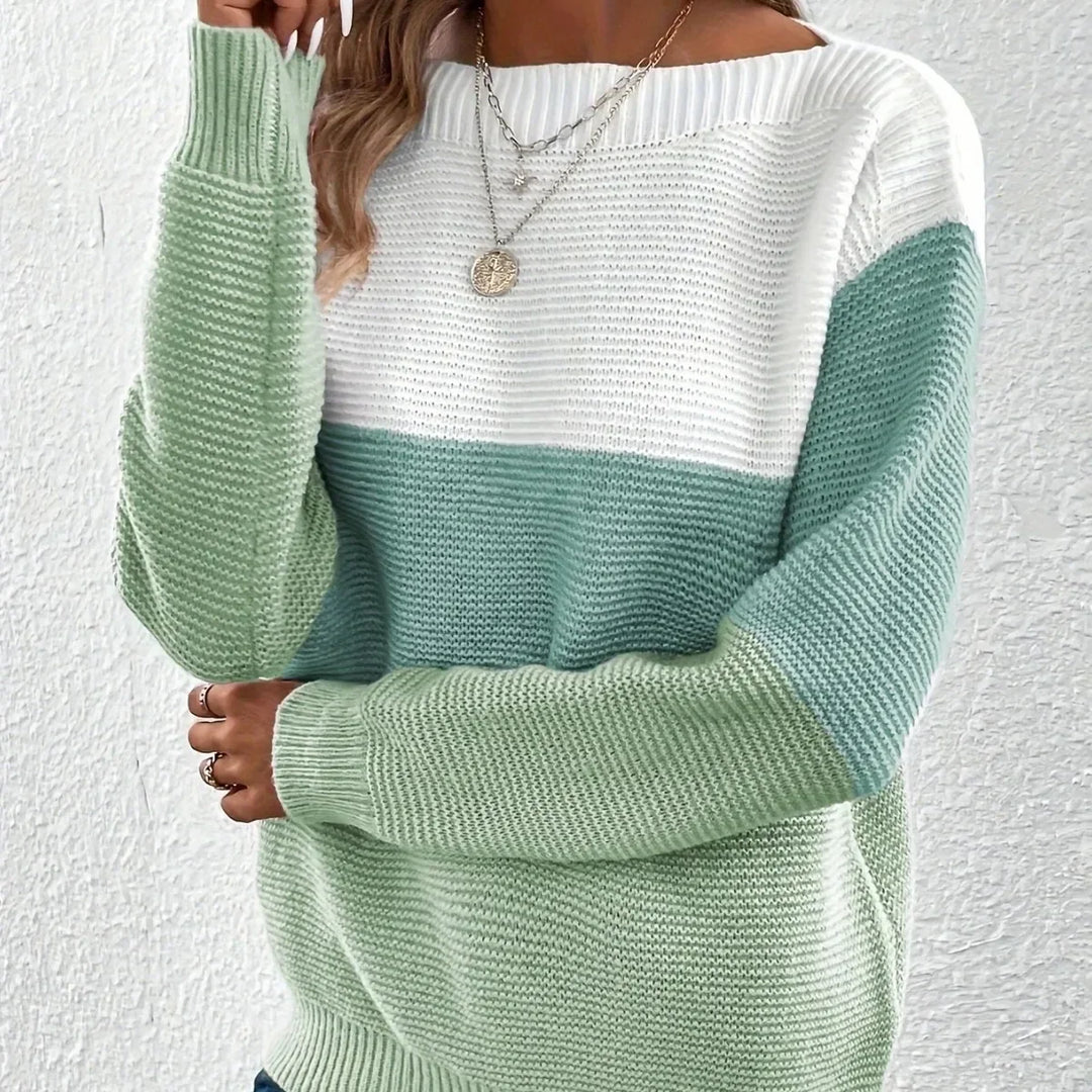 Women's Colour-Block Cashmere Turtleneck Jumper