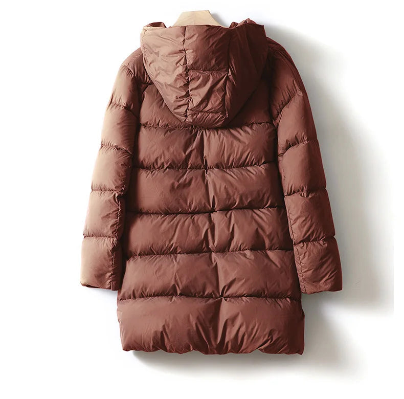 Women's Hooded Down Mid-Length Puffer Coat