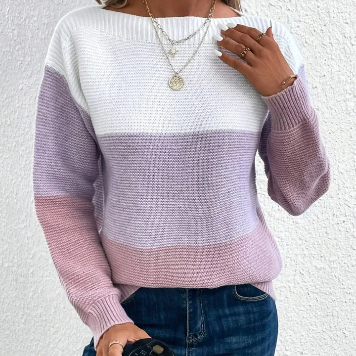 Women's Colour-Block Cashmere Turtleneck Jumper