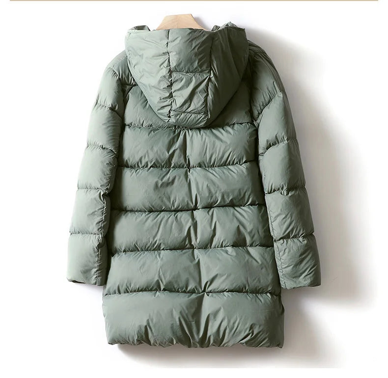 Women's Hooded Down Mid-Length Puffer Coat
