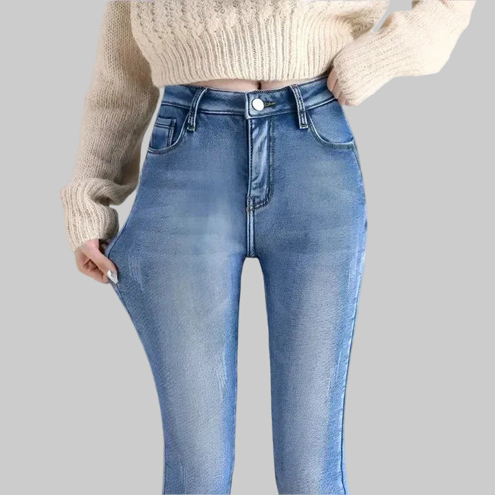 Women's High-Waisted Fleece-Lined Stretch Denim Jeans