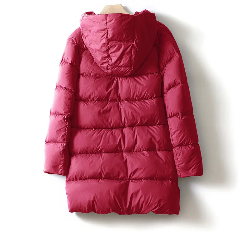 Women's Hooded Down Mid-Length Puffer Coat