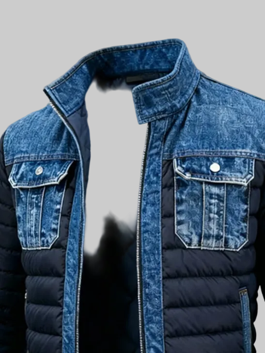 Hybrid Denim Quilted Zip Jacket