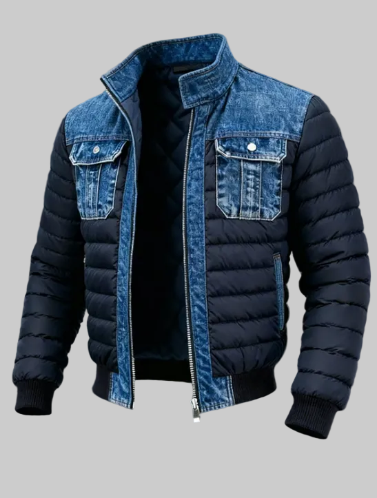 Hybrid Denim Quilted Zip Jacket