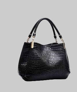 Croc-Effect Shoulder Bag with Top Handle