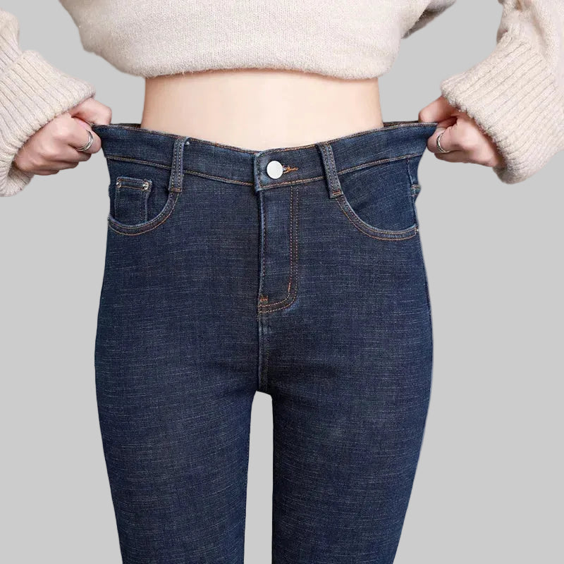 Women's High-Waisted Fleece-Lined Stretch Denim Jeans