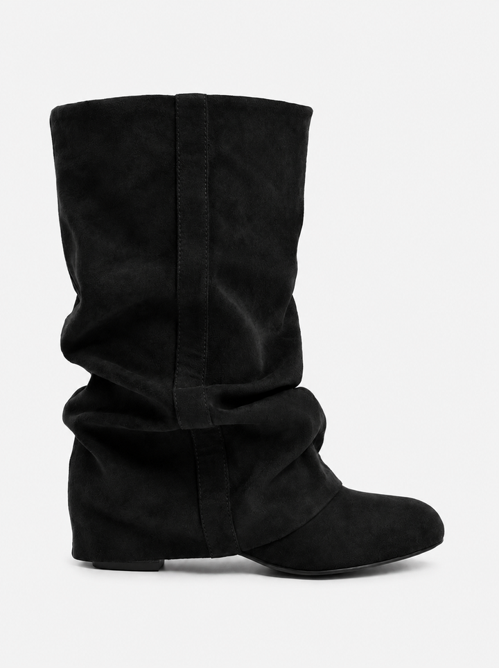 Women's Slouchy Suede Boots with Hidden Heel