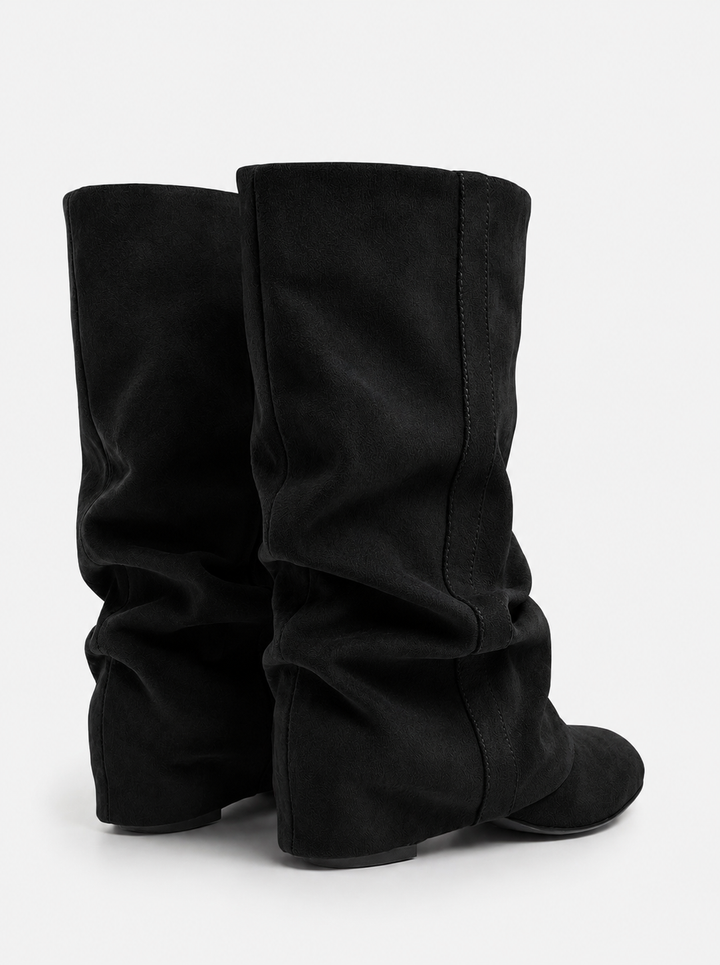 Women's Slouchy Suede Boots with Hidden Heel