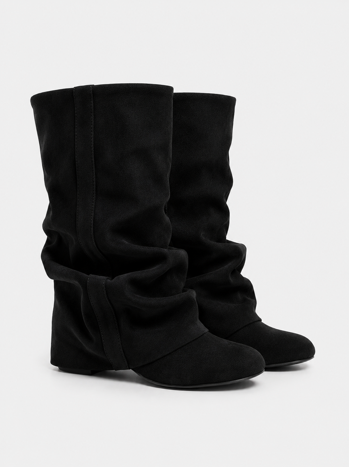 Women's Slouchy Suede Boots with Hidden Heel