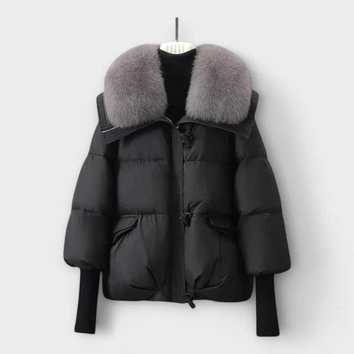 Lightweight Padded Winter Jacket with Faux Fur Collar