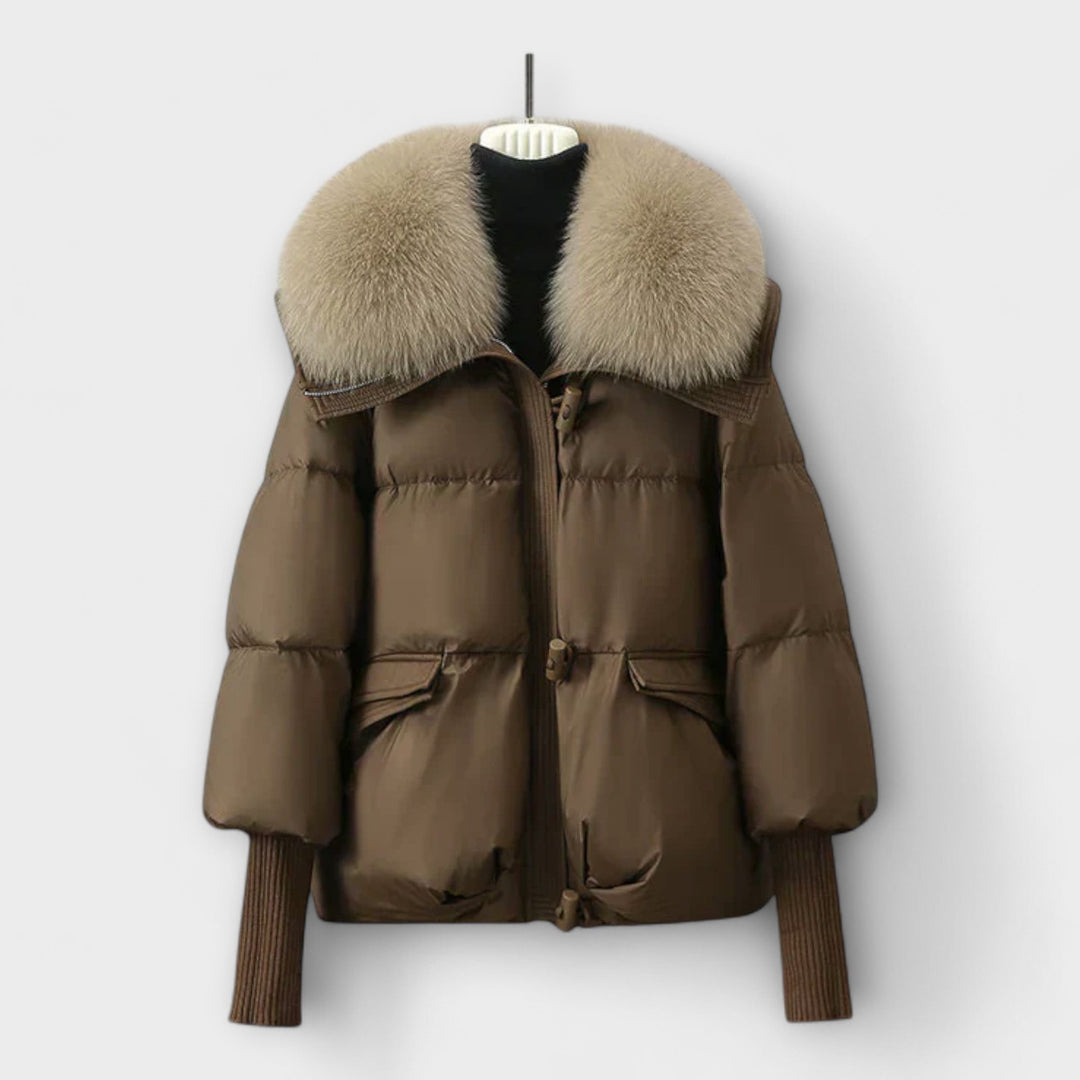 Lightweight Padded Winter Jacket with Faux Fur Collar