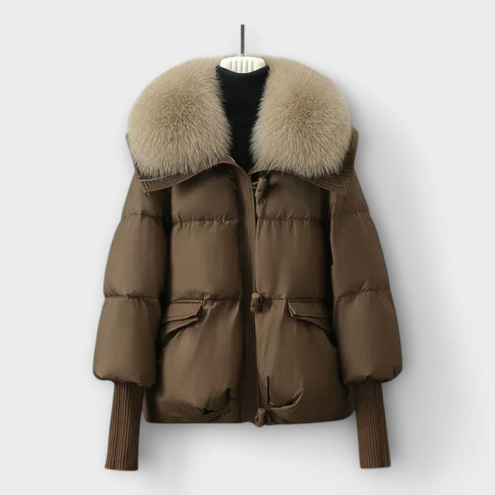 Lightweight Padded Winter Jacket with Faux Fur Collar