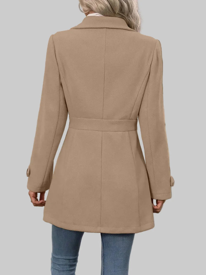 Tailored Button-Front Coat with Belted Waist
