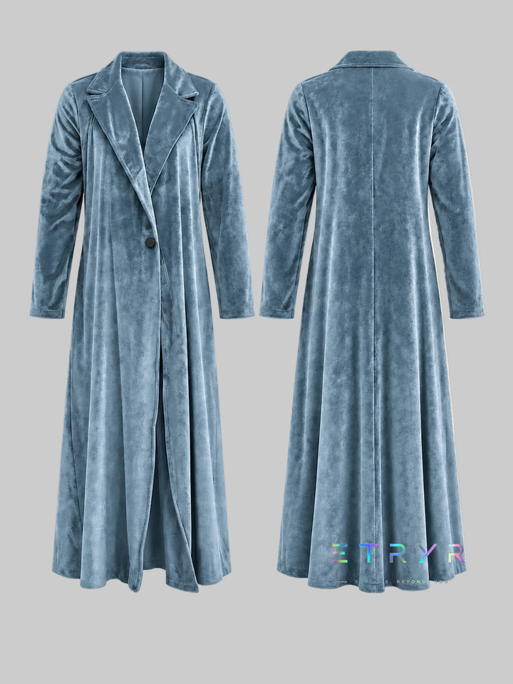 Women's Velvet Open-Front Maxi Coat
