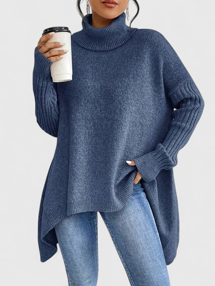 Women's Soft Turtleneck Knit Jumper - Navy Blue