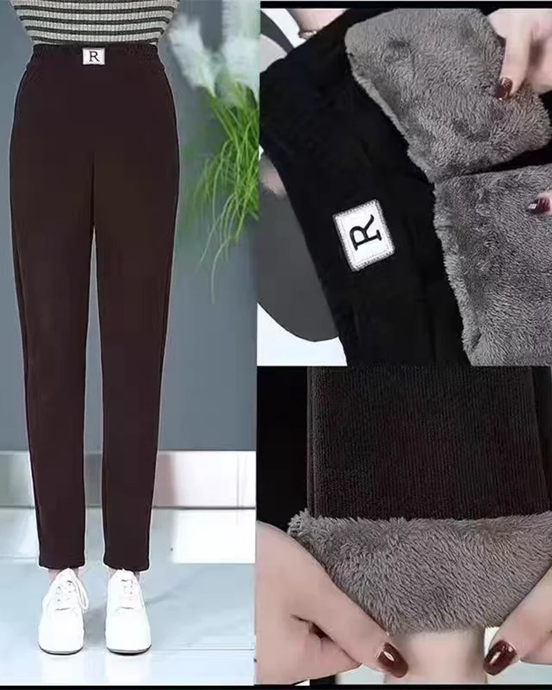 Women's High-Waist Fleece-Lined Jogger Trousers