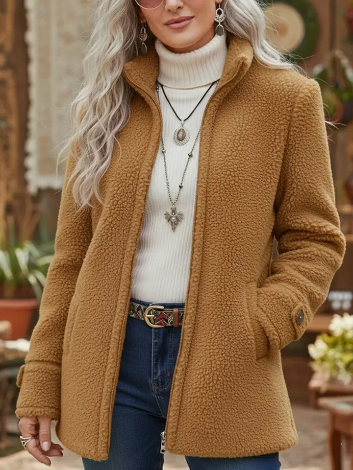 Women’s Textured Fleece Zip-Up Jacket