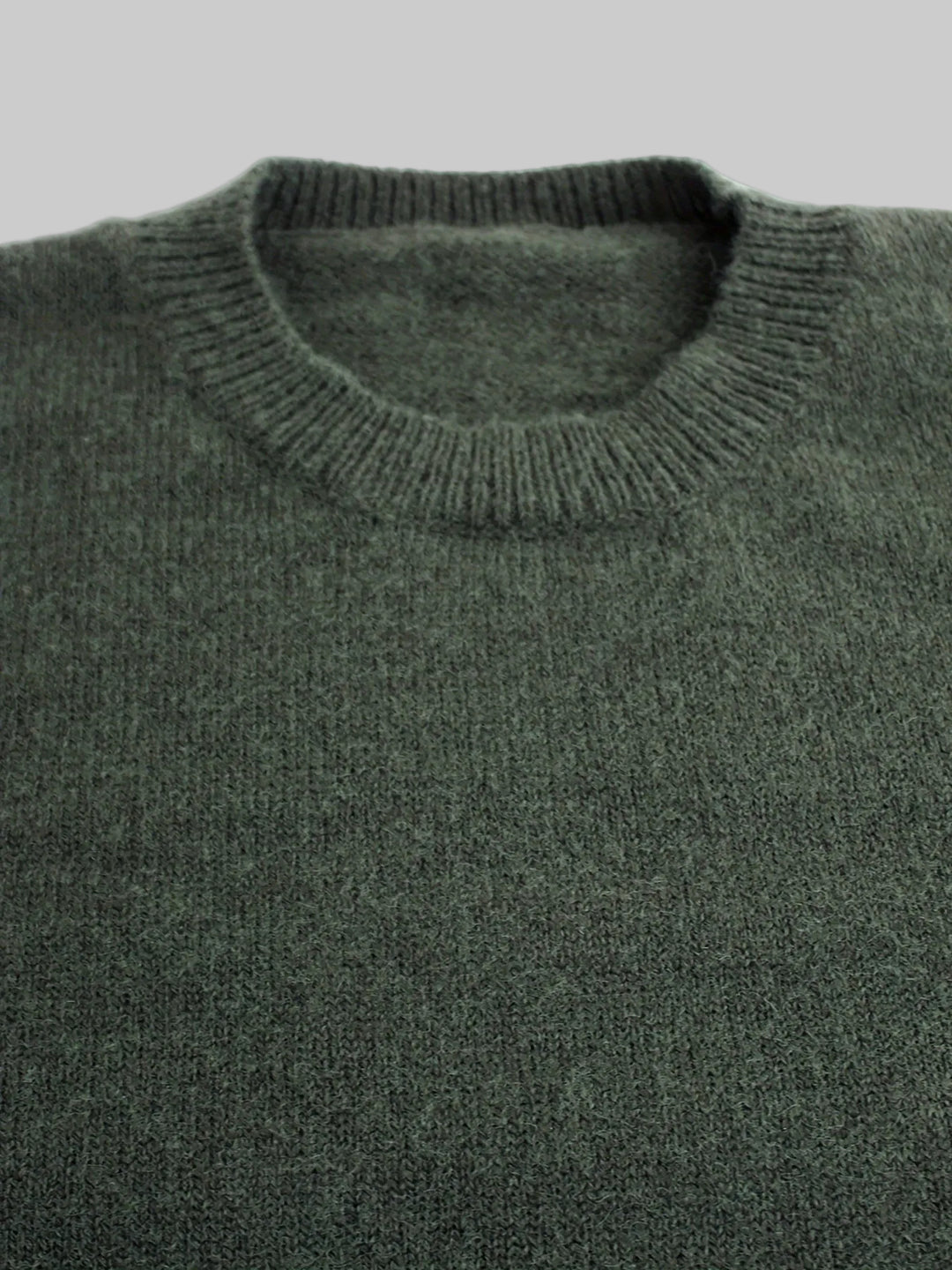 Round Neck Ribbed Knit Jumper with Striped Cuffs