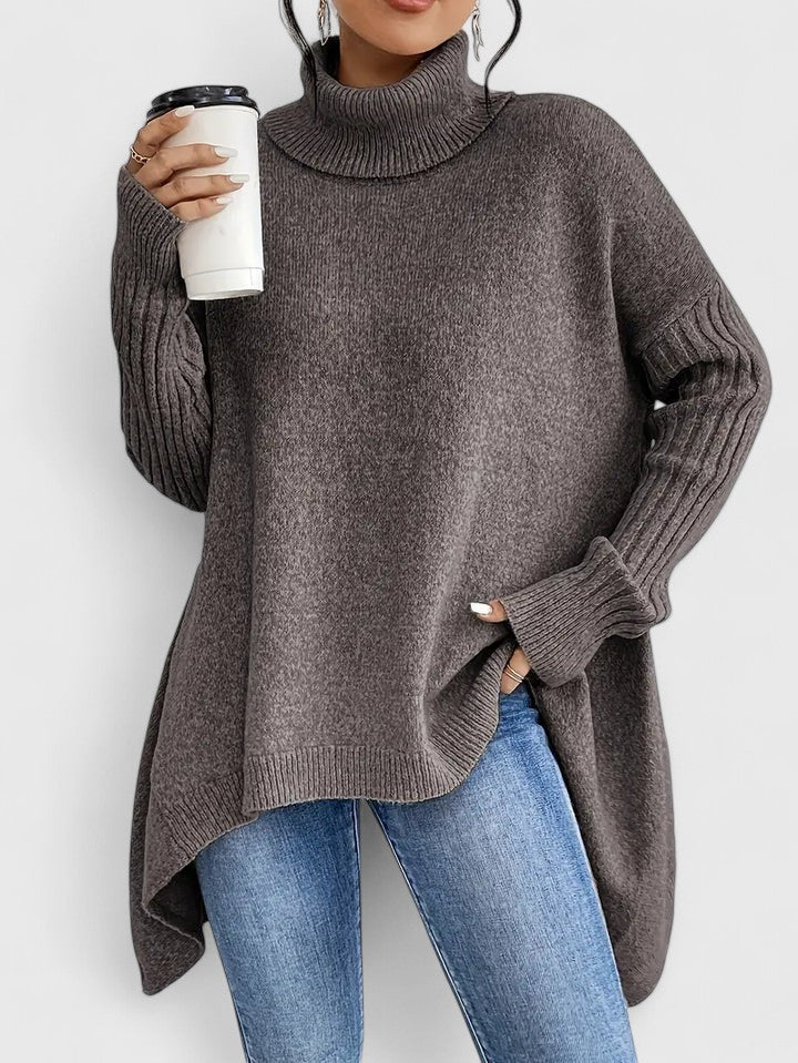 Women's Soft Turtleneck Knit Jumper - Espresso Brown