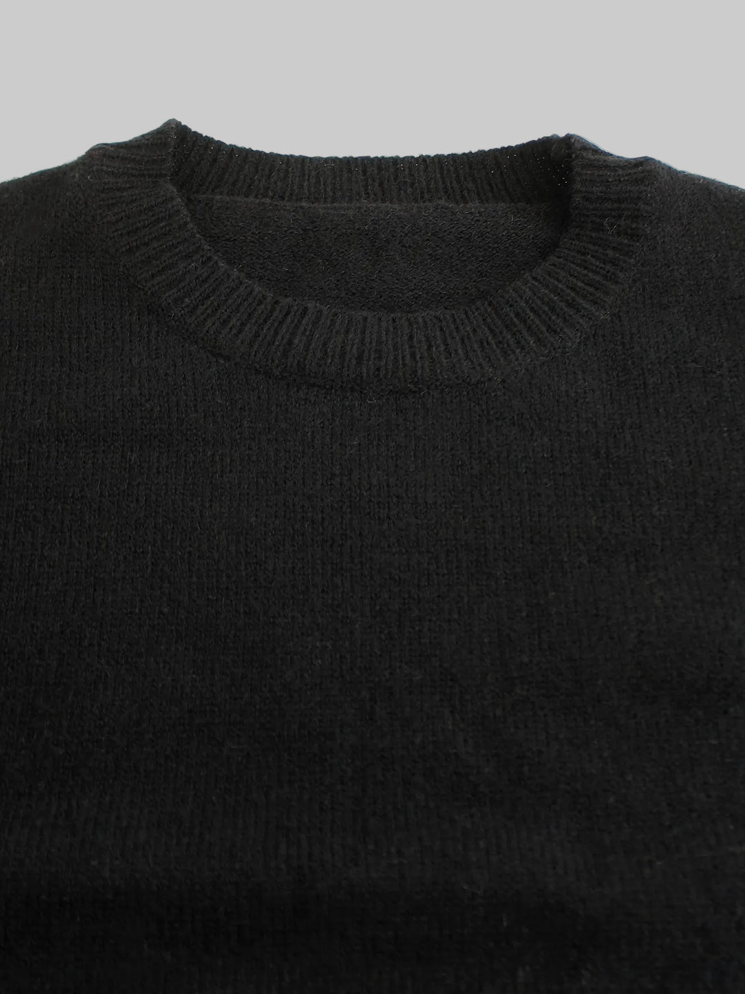 Round Neck Ribbed Knit Jumper with Striped Cuffs