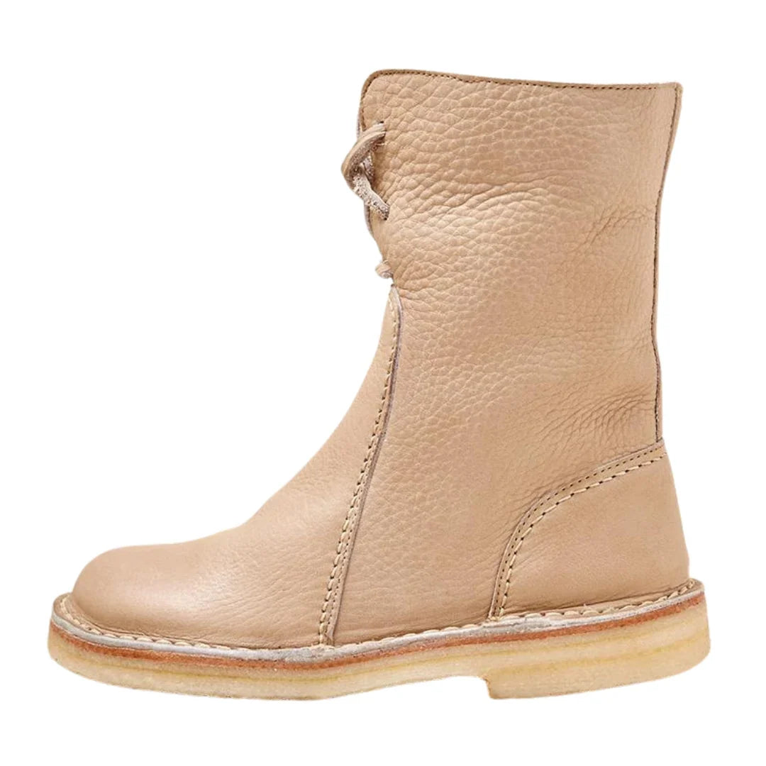 Women's Waterproof Fold-Over Collar Winter Boots - Beige