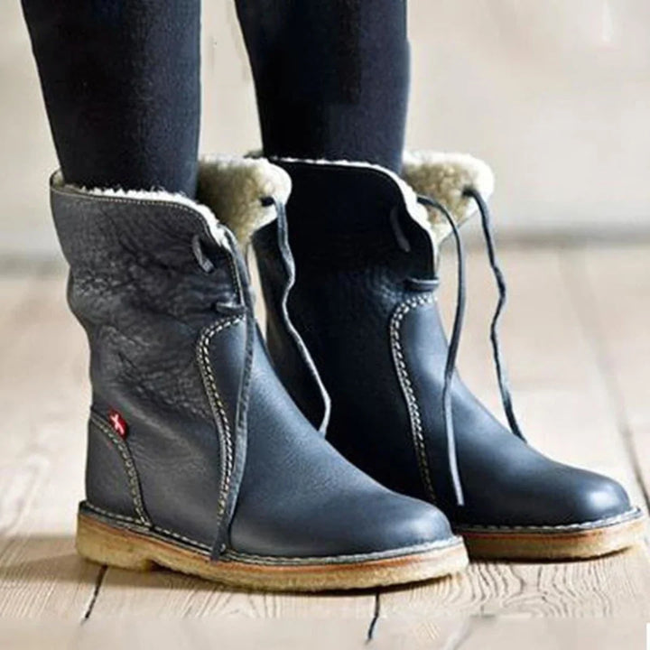 Women's Waterproof Fold-Over Collar Winter Boots
