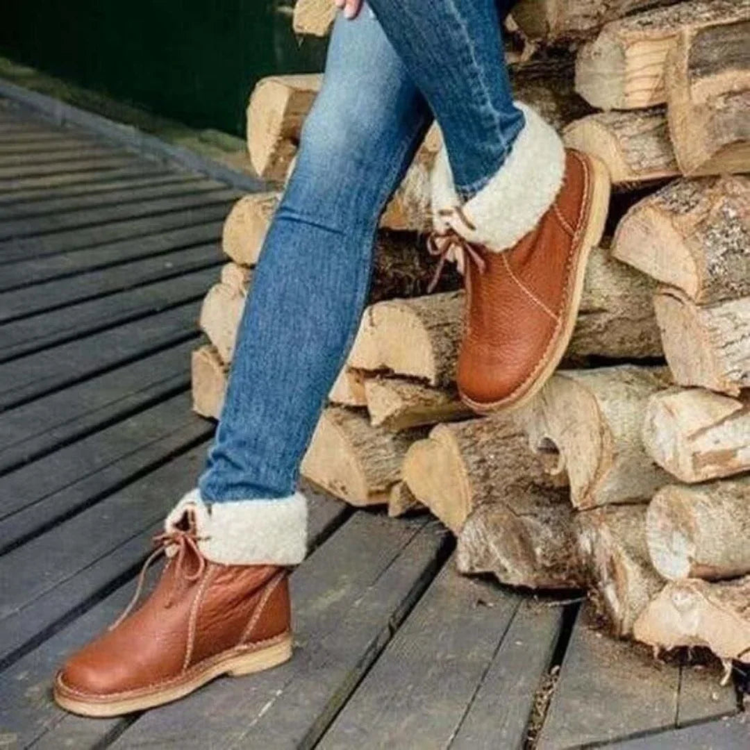 Women's Waterproof Fold-Over Collar Winter Boots