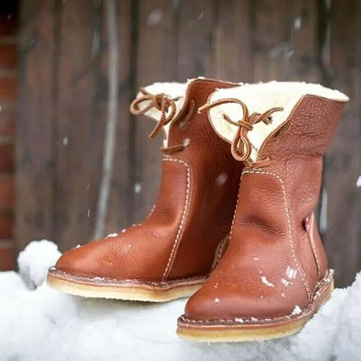 Women's Waterproof Fold-Over Collar Winter Boots