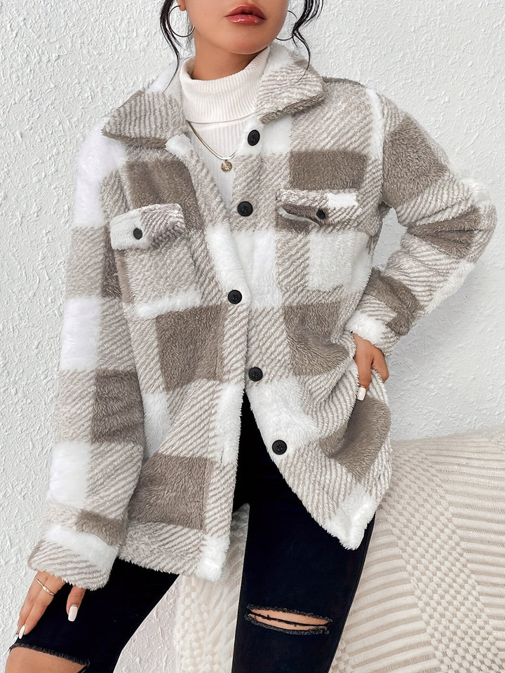 Checked Button-Front Jacket