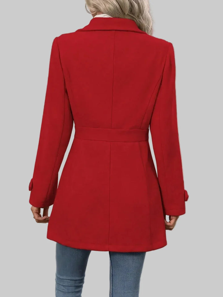 Tailored Button-Front Coat with Belted Waist