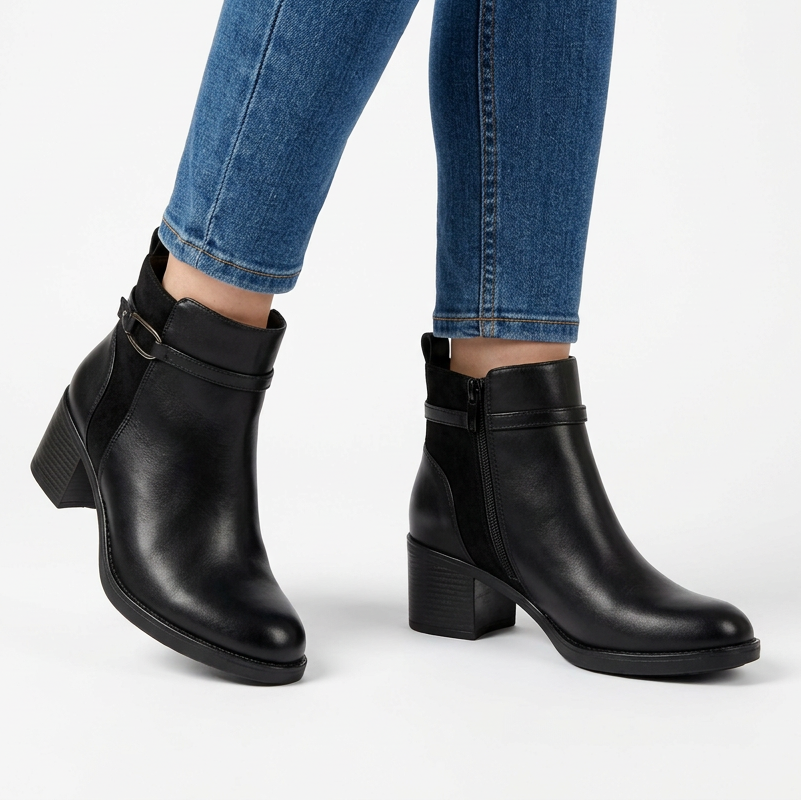 Women's Faux Leather Ankle Boots with Side Zip
