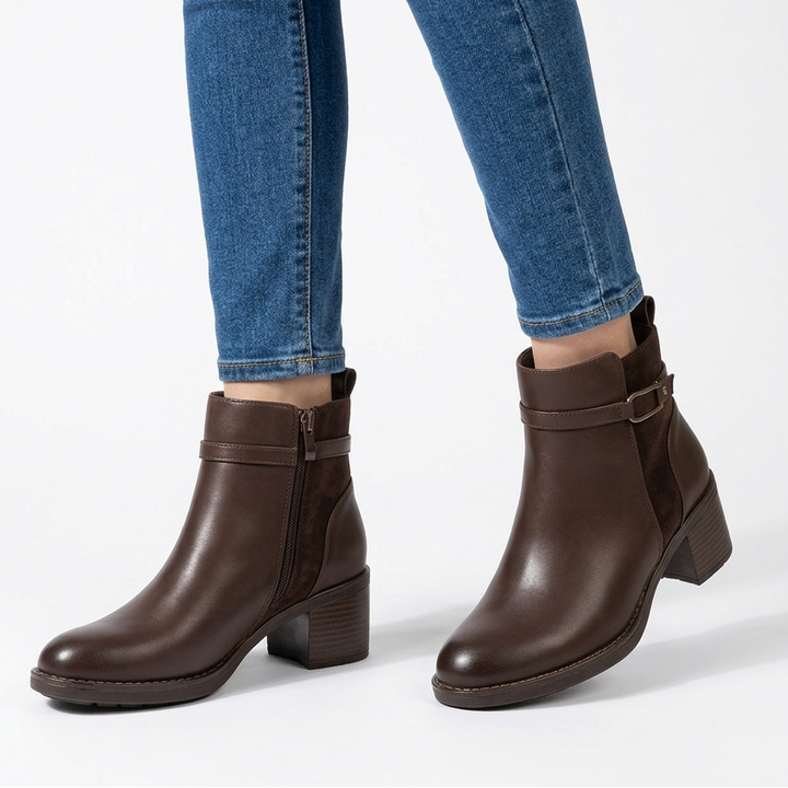 Women's Faux Leather Ankle Boots with Side Zip