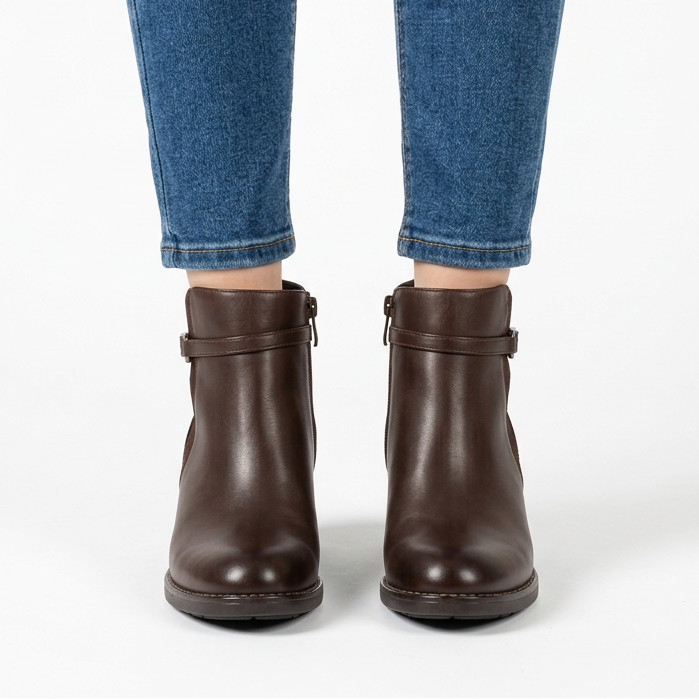 Women's Faux Leather Ankle Boots with Side Zip
