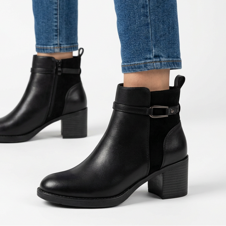 Women's Faux Leather Ankle Boots with Side Zip