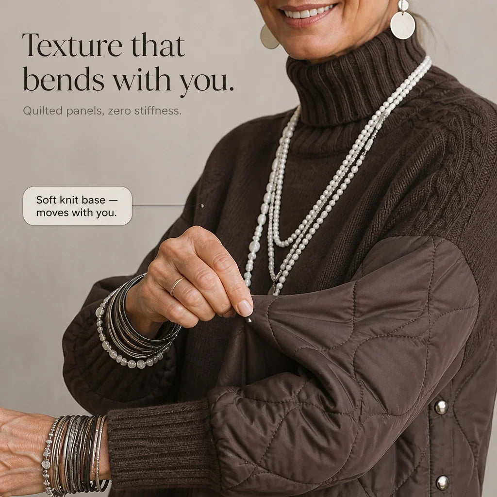 Women's Quilted Panel Knit Turtleneck Jumper