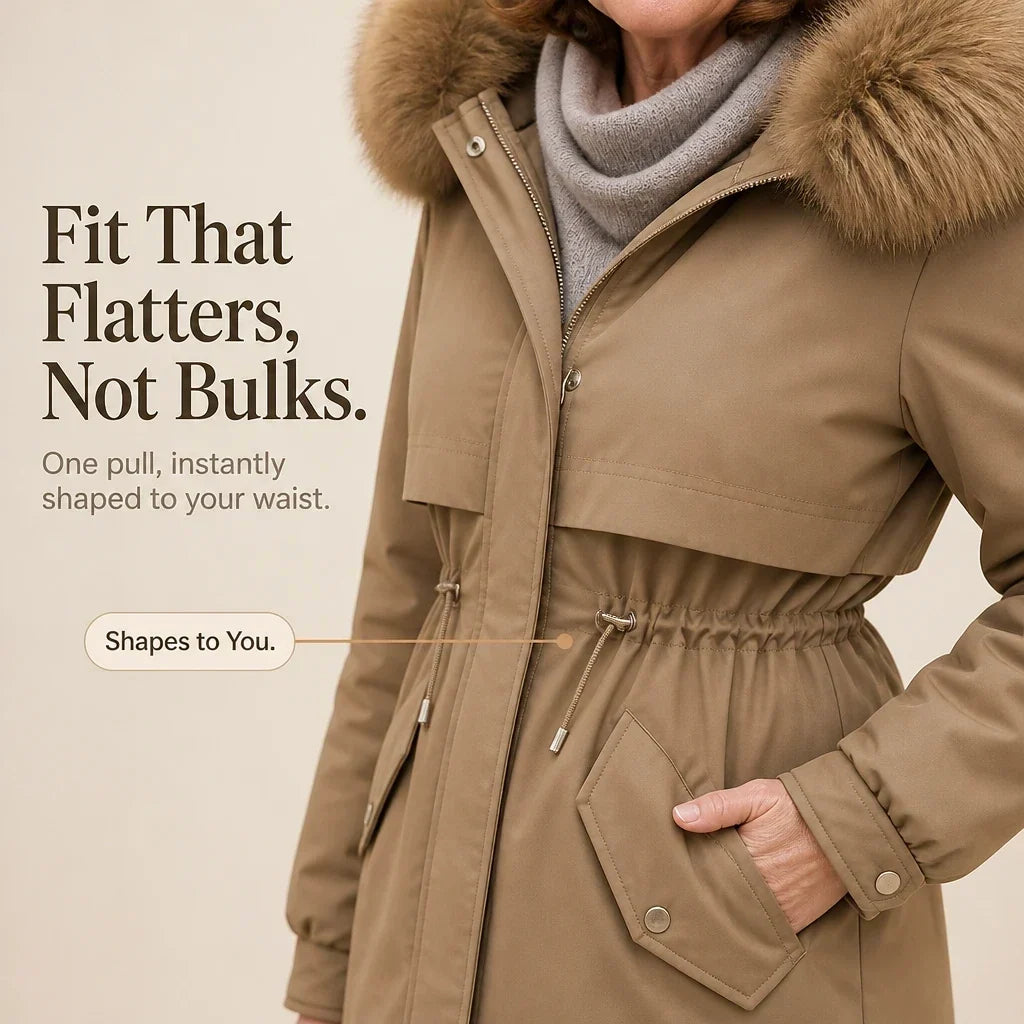 Women's Plush-Lined Hooded Mid-Length Parka