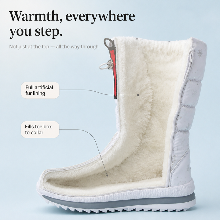 Women's Snowflake Print Plush-Lined Winter Boots
