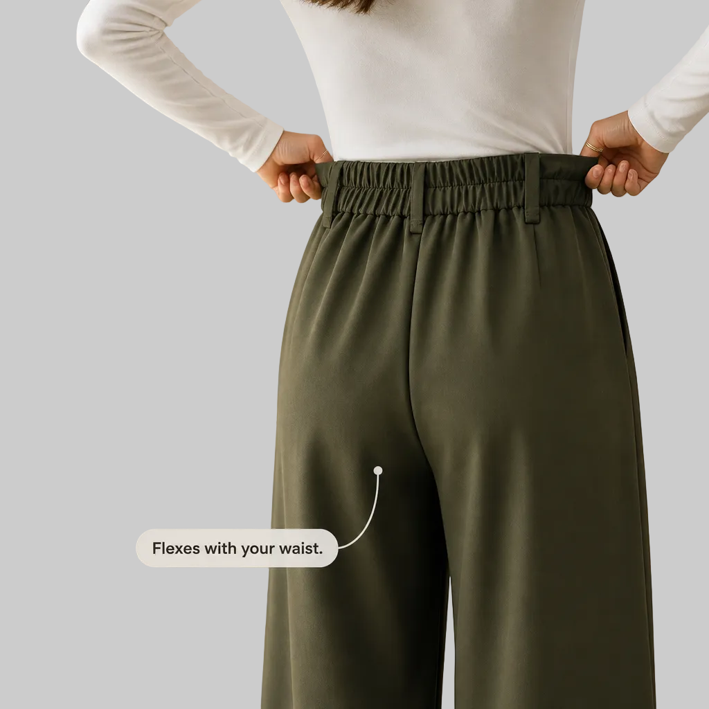 Pleated High-Waisted Wide-Leg Trousers