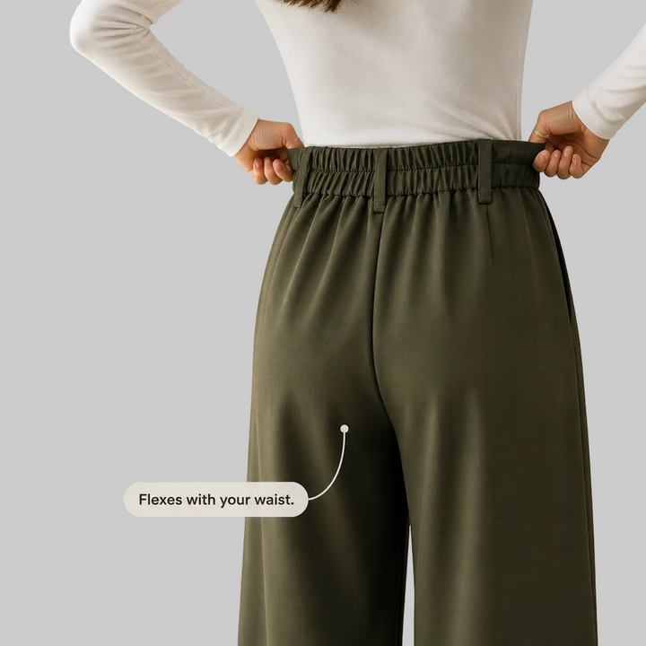 Pleated High-Waisted Wide-Leg Trousers